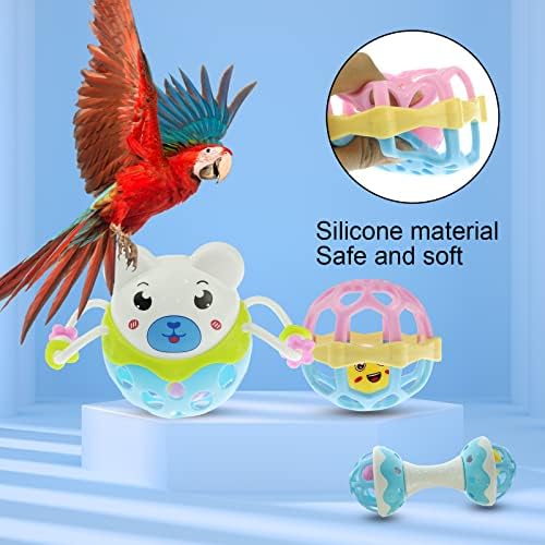3pack Bird Barbell Ball Jucării pentru aruncarea învățării de mestecat, Plastic Birdie Rattle Toys Fun Fun Talon Antrenament