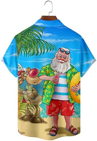 Zddo cămașă de Crăciun pentru bărbați relaxat-Fit maneca scurta Buton jos Tricouri amuzant Xmas Moș Crăciun imprimare Hawaiian