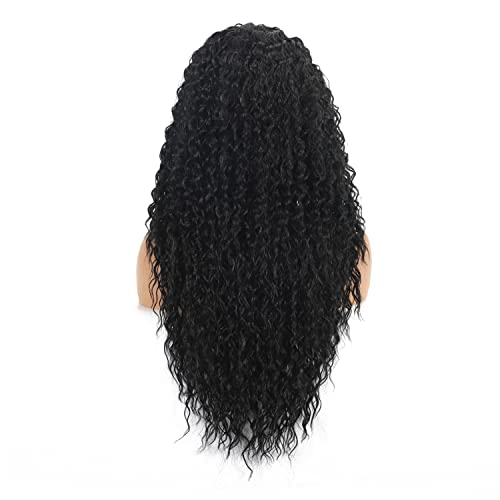 FITCHCE sintetice dantela fata peruca cret peruci pentru femei moale negru peruca Sintetic Păr Natural caută adânc cret Peruca