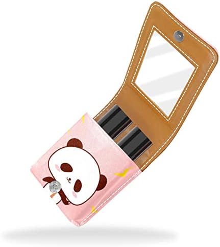 Oryuekan machiaj ruj Husă mini geantă pungă cosmetică de Călătorie, Organizator cu oglindă pentru exterior cadou domnișoară de Onoare poșetă Petrecere de nuntă, desen animat Animal Panda roz