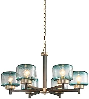 Craftthink LED pendant Light, lampă cu pandantiv cu tambur din sticlă albastră post modern candelabru suspendat Radial peste