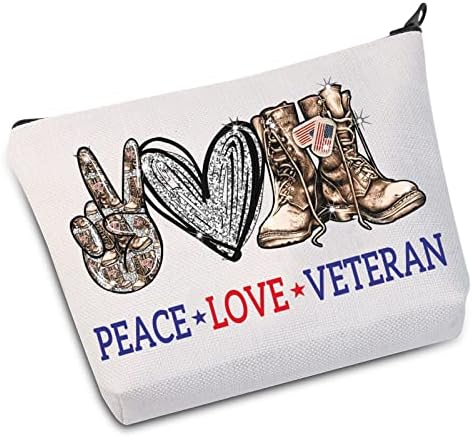 WZMPA Bag de machiaj cosmetic de machiaj militar Cadou Pacea Pace dragoste machiaj veteran pungă de pungă pentru prietenie militară de familie
