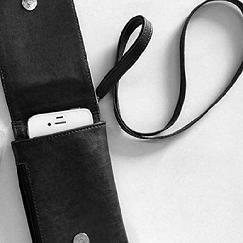White Music Notes Bar Black Phone Portoret Purse Smartphone Smartphone Hanging Faux Piele negru
