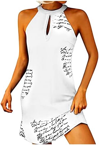 Iqka pentru femei rochie cu halter la modă scrisoare de tipărire rochie de schimb fără mâneci vara casual casual mic mini rochii