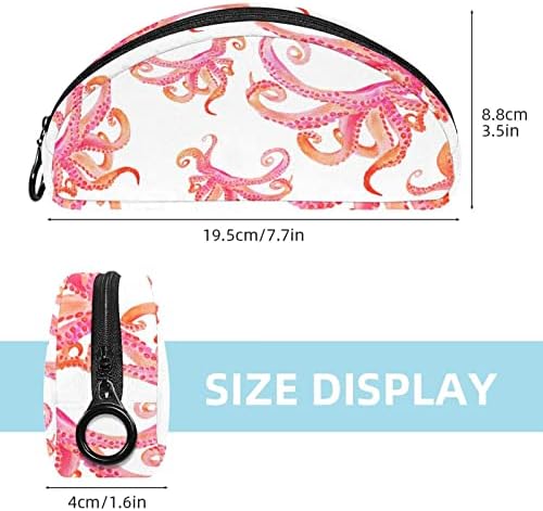Geanta de machiaj mic, pungă cu fermoar Organizator cosmetic pentru femei și fete, Octopus Foot Animal Art Pink