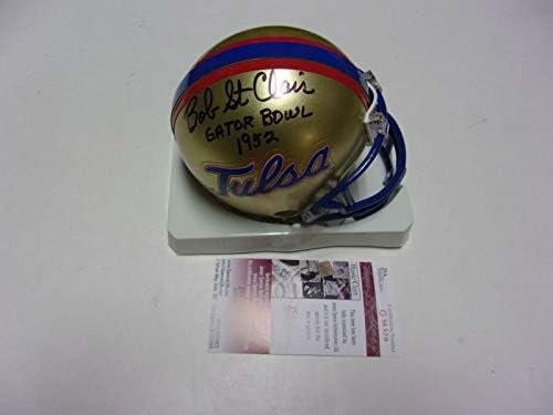 Bob St. clair Tulsa, sanfrancisco 49ers, hof ultima Cască Mini semnată JSA / coa - mini căști NFL cu autograf