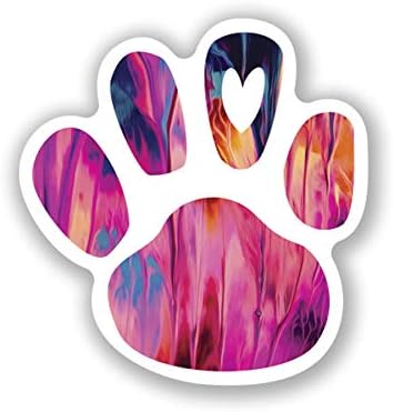 Dog Paw Print Heart Love Vinyl Decal Sticker pentru Chromebooks, MacBooks, Mașină, Camion | 2-pachet | 3,75 inci cu 3,75 inci