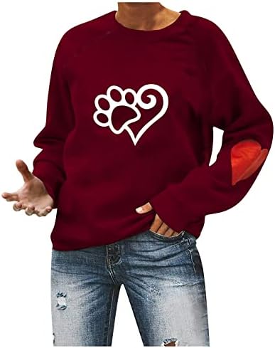 Happy Valentine ' s Day Camasi O-Neck Topuri Maneca lunga Hanorace dragoste inima Grafic Hanorace cuplu tricouri topuri