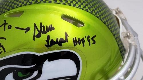 Steve Largent & amp; Jim Zorn autograf Seattle Seahawks Flash Green Speed Mini casca MCS Holo stoc 211062-autograf NFL mini