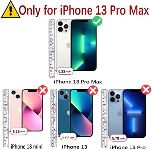 Husă portofel cu fermoar MONASAY pentru iPhone 13 Pro Max, [protector de ecran din sticlă] [blocare RFID] husă de telefon pentru