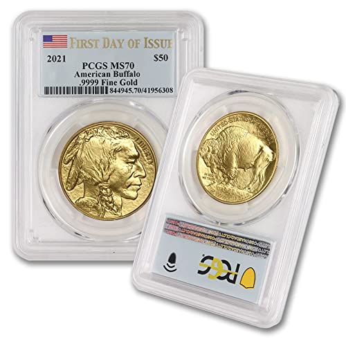 2021 1 oz American Gold Buffalo Coin MS-70 24K 50 $ PCGS MS70