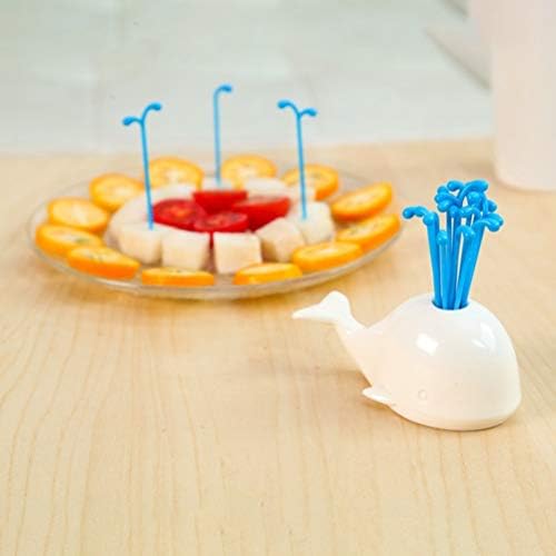 Cabilock Durabil 2 Seturi Drăguț Balena Fructe Furculiță Plastic Fructe Stick Creative Fructe Ponturi Bucătărie Gadget