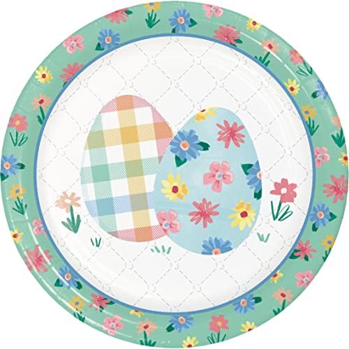 Suport pentru petreceri tematice cu iepuraș floral de Paște | Pachetul include farfurii și șervețele de hârtie pentru 8 persoane | Cottage Paște Design