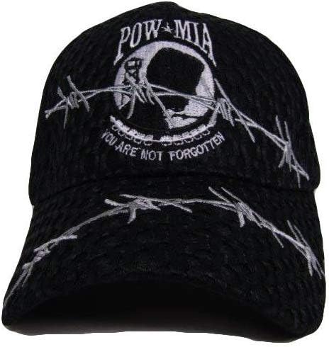 Powmia Pow Mia Mesh Style Grabed Sârmă Niciodată uitată de Baseball Chap Chap Black Black