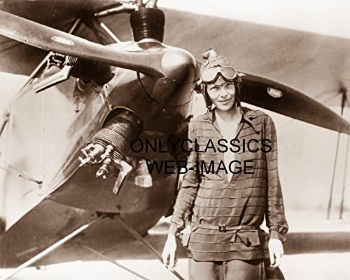 OnlyClassics Young Pilot Amelia Earhart Aviatric Prop Biplane Avion 8x10 Aviație foto