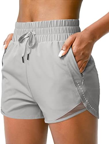 Pantaloni scurți de alergare pentru femei YYV pantaloni scurți de antrenament cu talie înaltă de 2,5 cu 3 buzunare cu fermoar