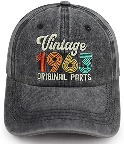 Gomthrpc Vintage 1963 piese originale pălării pentru bărbați femei, Bumbac spălat reglabil brodate 60th Birthday Baseball Cap
