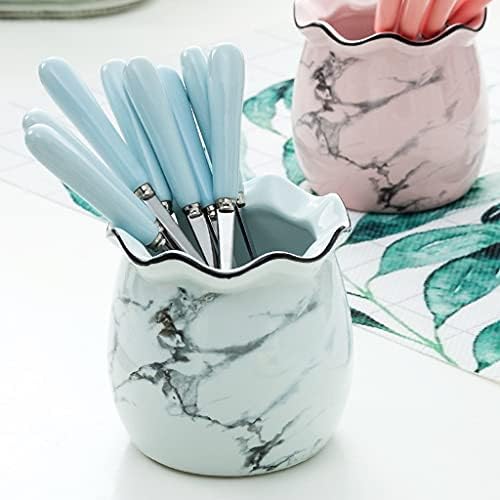 Ceramică rafinată set de furculițe pentru fructe din oțel inoxidabil cu mâner Ceramic, borcan de depozitare din ceramică cu
