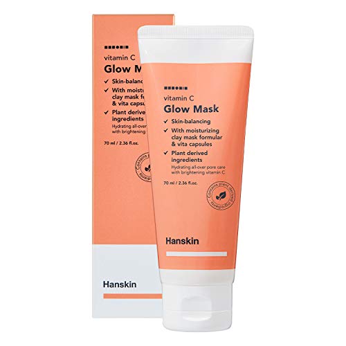 Hanskin vitamina C Glow Mask, Mască de argilă cu Acid Ascorbic pentru curățarea, hidratarea și hidratarea pielii strălucitoare