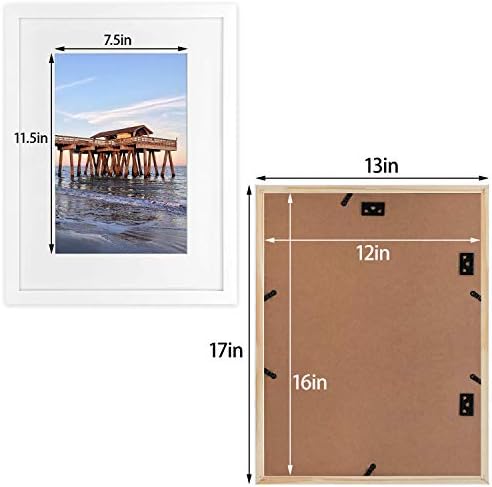 Golden State Art Set de 2, 12x16 Cadru din lemn alb cu covoraș alb - afișează patru fotografii 5x7 sau una de 8x12 foto - sticlă