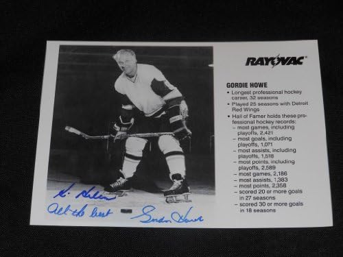 HOF Mr Hockey Gordie Howe a semnat Rayovac emis 7x5 card foto autograf JB10