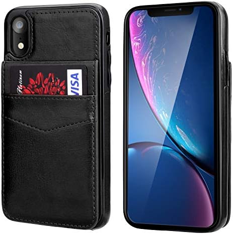 Kihuwey iPhone Xr caz portofel cu titularul cardului de Credit, Premium din piele magnetice incuietoare Kickstand Heavy Duty protecție acoperi pentru iPhone XR 6.1 Inch