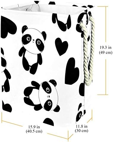 Inhomer Panda cu inima 300d Oxford PVC haine impermeabile împiedică coș mare de rufe pentru pături jucării de îmbrăcăminte