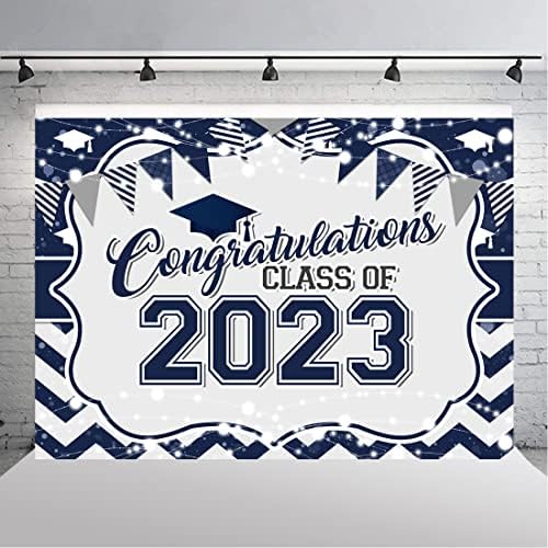 Lofaris Absolvire fundal clasa de 2023 Albastru stralucind lumini Congradulation fotografie fundal Bachelor Cap Congrats Grad