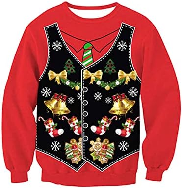 Swrowesi & nbsp; femei urât Crăciun Tricou noutate 3D imprimare pulover Casual Crewneck Maneca lunga Grafic Jumper