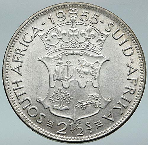 1955 ZA 1955 Africa de Sud Marea Britanie Regina Elisabeta II OLD AR 2 Monedă bună Uncterfie
