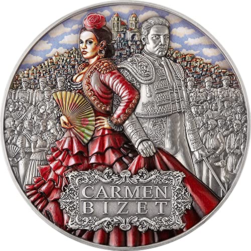 2022 De Modern Comemorative Powercoin Carmen Bizet Opera 2 Oz Monedă de argint 5 $ NIUE 2022 Finisare antică
