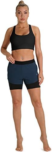 Pantaloni scurți de antrenament pentru femei Icyzone cu buzunare-Exercițiu de yoga de alergare atletică 2-în-1