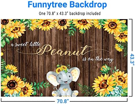 Funnytree elefant floarea-soarelui Baby Shower fundal pentru petrecere un pic de arahide dulce este pe drum Rustic podea din