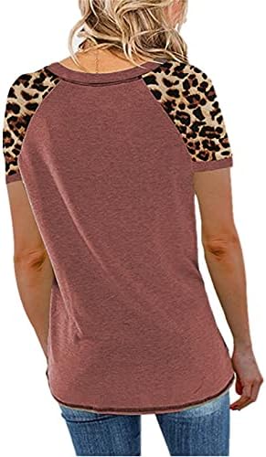 Andongnywell leopard imprimat pentru femei Tricou cu mânecă scurtă tricou cu mânecă de șifon tricou tricou de tricouri de vară