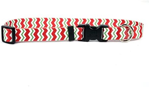 Galben Dog Design Crăciun Chevron Stripe Dog guler 1 largă și se potrivește gât 18 la 28, mare