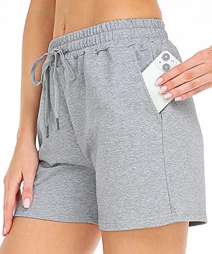 Pantaloni scurți de transpirație pentru femei Tarse vara casual confortabil confortabil pantaloni scurți atletici cu talie cu talie pantaloni scurți de bumbac elastic cu buzunare