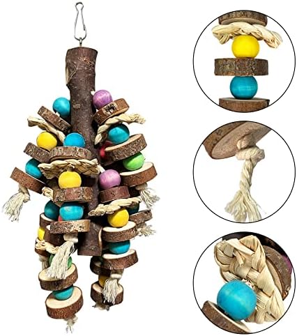 Jucării pentru păsări WQY GroceryShop, jucării pentru papagali cu 6 pachete cu blocuri de lemn colorate pentru păsări mari,