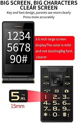 Telefon flip deblocat, ecran HD de 2,8 inci HD Big Telefon senior, Butoane SOS Ultra Long Standby Time Mobile, Sims dual, LED