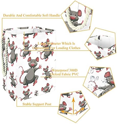 Deyya coșuri de rufe impermeabile înalt Robust pliabil anima șobolani șoareci model gri Cartoon Print împiedică pentru copii