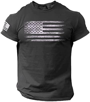 Tricouri patriotice UBST pentru bărbați, 4 iulie American Flag Slim Fit tricou Tricou Crewneck Retro Retro Blaturi cu mânecă scurtă