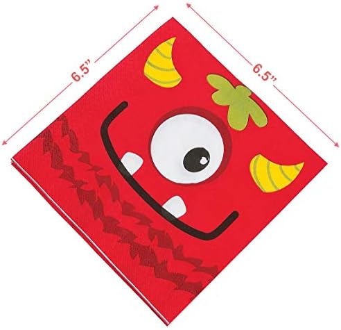 Pachet de petrecere Little Monster - farfurii colorate de hârtie, șervețele de prânz și căni