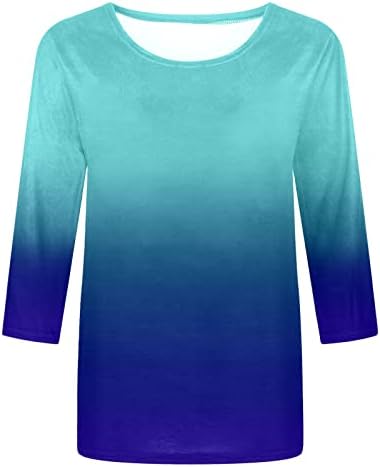 Cămăși de vară pentru femei topuri tunică de gradient de modă gât rotund 3/4 mâneci tricou 2023 bluze casual casual