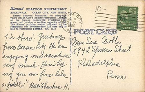 Restaurantul Simms 'Seafood Restaurant Ocean City, New Jersey NJ Original Antique Postcard