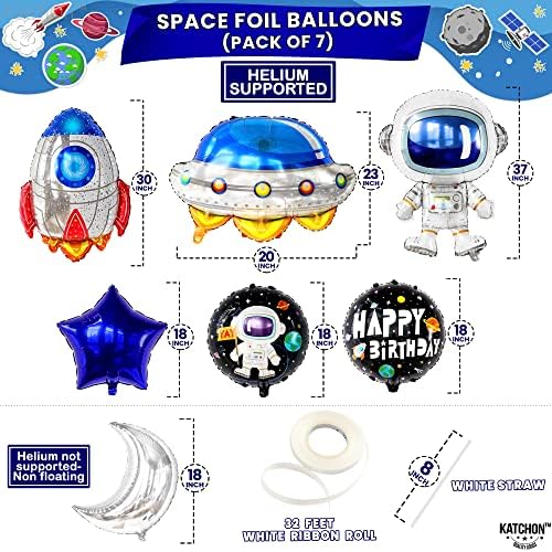 Baloane spațiale mari, la mulți ani - pachet de 22 | Galaxy Balloons for Space Tematic Party Supplies | Balloon pentru astronaut