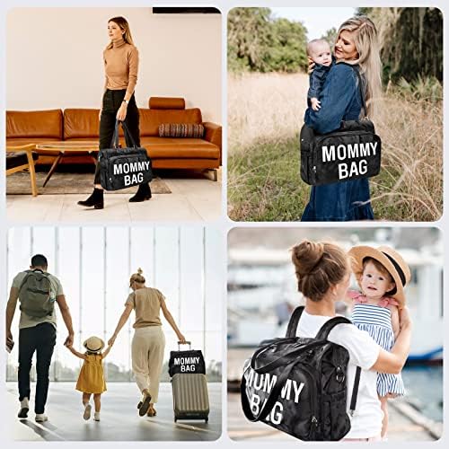 Pripher Scheper Bag Tote, geantă de mami pentru spital, rucsac pentru saci pentru scutece pentru copii, pungi de spital cu capacitate mare pentru muncă și livrare, negru