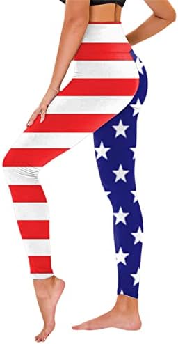 4 iulie Legguri pentru femei Legguri cu steag american cu talie înaltă Exercițiu Controlul burtei Fitness Sport Active Yoga