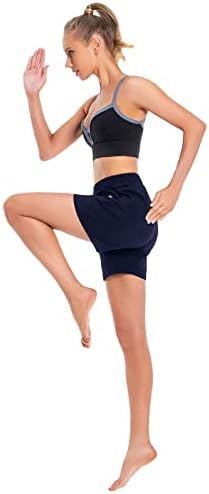 Pantaloni scurți de bumbac pentru femei de 5 Sweat Bermuda Trage pe pantaloni scurți cu buzunare adânci pentru salonul Gym