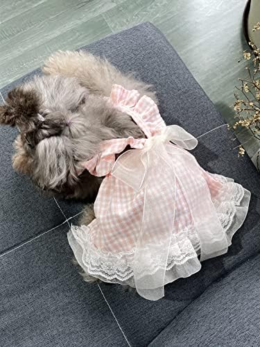 Qwinee Plaid Dog rochie pentru pisici rochii prințese din dantelă cățeluș pistol fustă roz xl