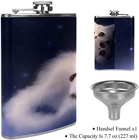 Hip Flask pentru lichior din oțel inoxidabil Leakproof cu pâlnie 7.7 oz capac din piele mare cadou idee Flask-Cat Hold a Panda
