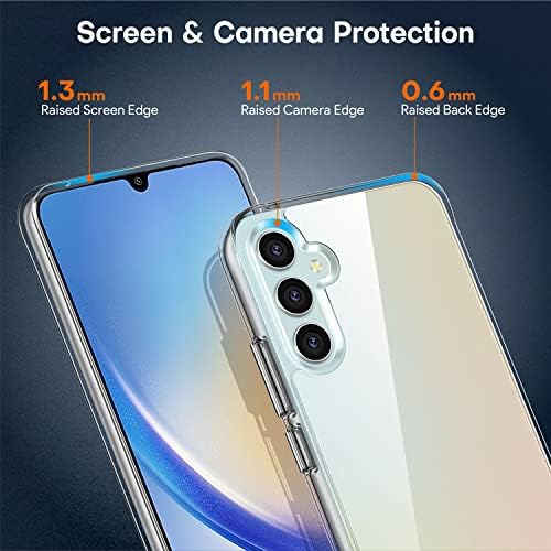 Rayboen pentru carcasă Samsung Galaxy A34 5G, carcasă de protecție non-alunecătoare, proiectată de cristal, fără alunecare, hard PC Back TPU Soft Frame Slim Fit cover transparent pentru Galaxy A34